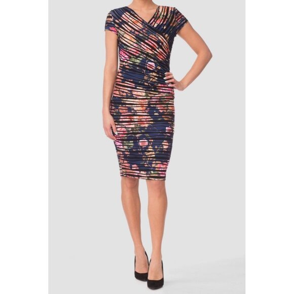 Joseph Ribkoff artsy floral Sheath knit Dress size 12 - Picture 1 of 9